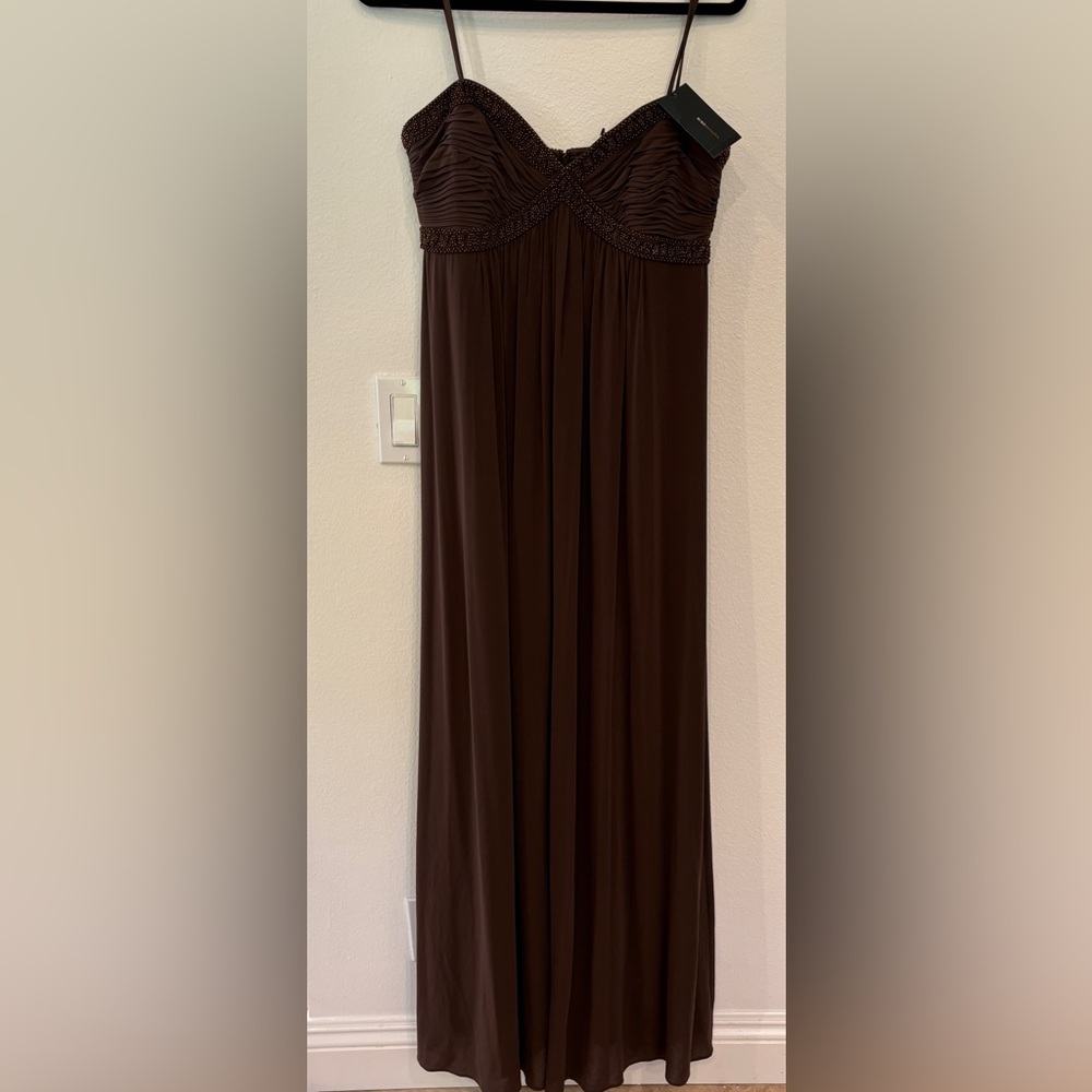 Never Worn - BCBG Flowing Brown Gown - Figure Flattering